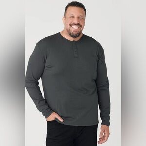 True Classic Long Sleeve Henley Carbon S